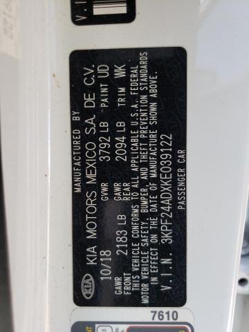 3KPF24ADXKE039122 KIA FORTE FE