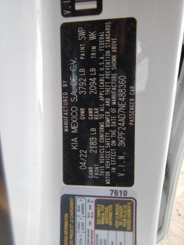 3KPF24AD7NE488360 KIA FORTE FE
