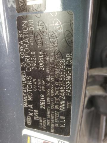 KNAFZ4A87F5357938 KIA FORTE EX