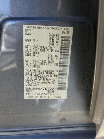 1N6AD0EV4KN705285 Nissan FRONTIER S