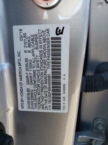 2019 ACURA TLX TECHNO - 19UUB2F45KA000981