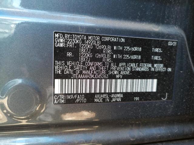 2021 TOYOTA VENZA HYBR JTEAAAAH3MJ045263
