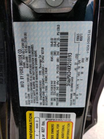 3FA6P0CD4KR210193 2019 FORD FUSION, photo no. 13