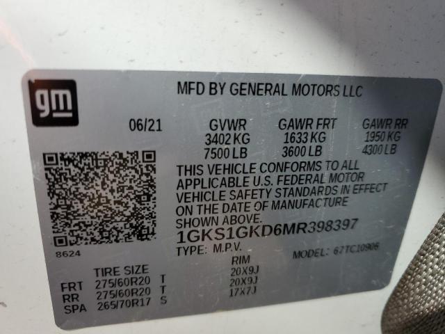 1GKS1GKD6MR398397 GMC Yukon Xl C1500 Slt