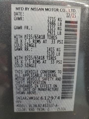 5N1AR2MM1GC612974 Nissan Pathfinder S