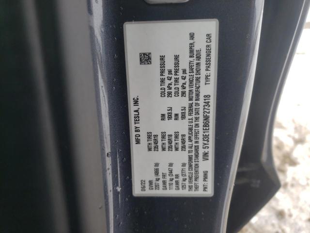 5YJ3E1EB6NF273418 Tesla MODEL 3