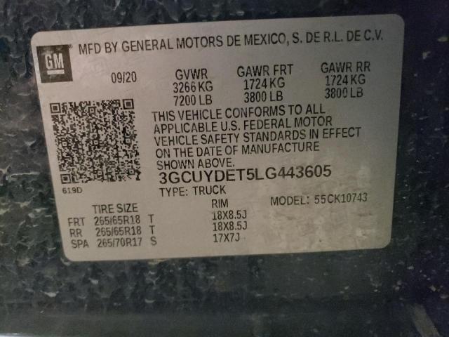 2020 CHEVROLET SILVERADO - 3GCUYDET5LG443605