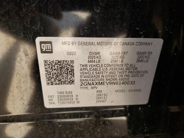 2022 CHEVROLET EQUINOX - 2GNAXMEV9N6140033