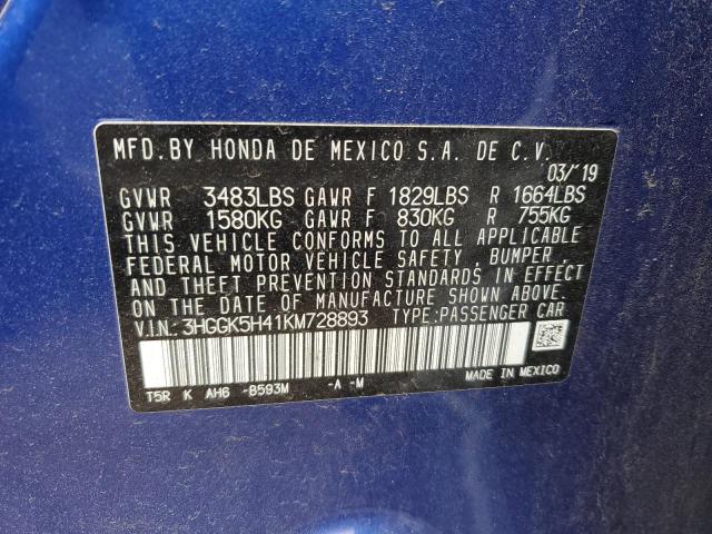 2019 HONDA FIT 3HGGK5H41KM728893