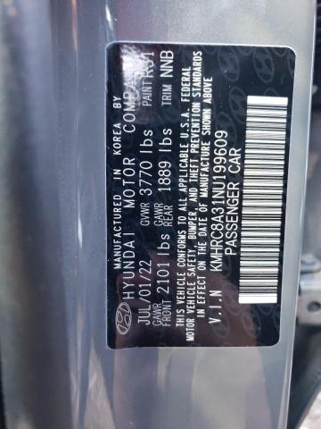 2022 HYUNDAI VENUE KMHRC8A31NU199609