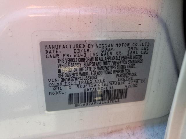 3N1AB7AP4JL637063 Nissan SENTRA S