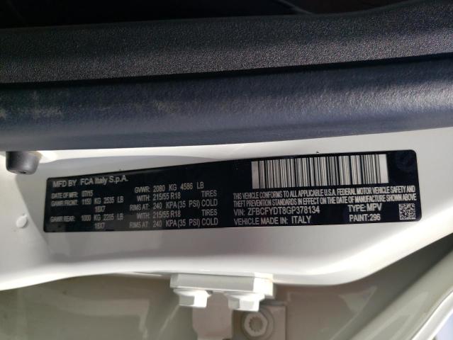 2016 FIAT 500X LOUNG ZFBCFYDT8GP378134