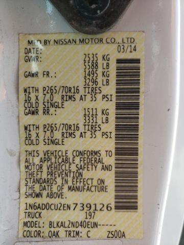 1N6AD0CU2EN739126 Nissan Frontier Sv