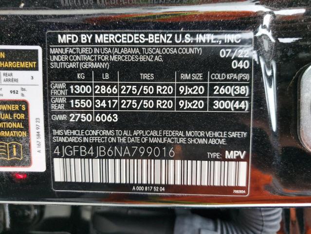 4JGFB4JB6NA799016 Mercedes-Benz GLE 350