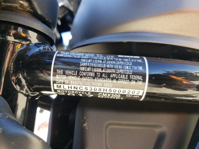 2017 HONDA CMX300 - MLHNC5308H5000202