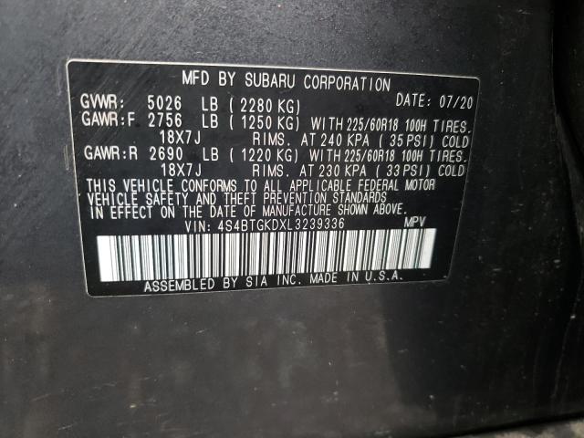 2020 SUBARU OUTBACK ON 4S4BTGKDXL3239336