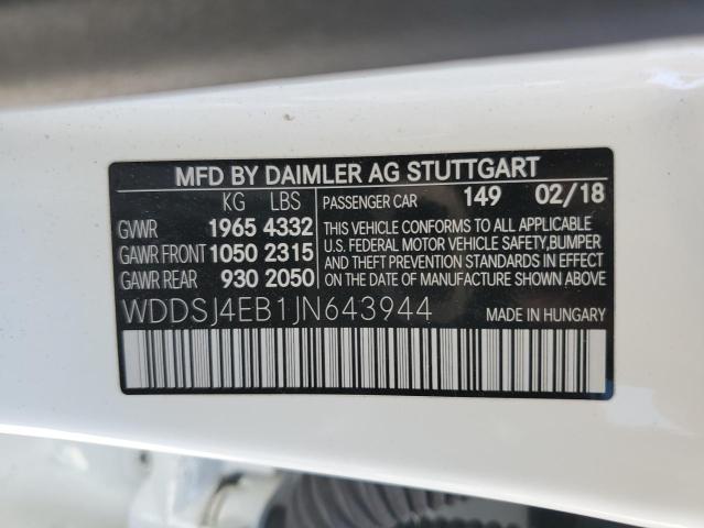 WDDSJ4EB1JN643944 Mercedes-Benz CLA 250