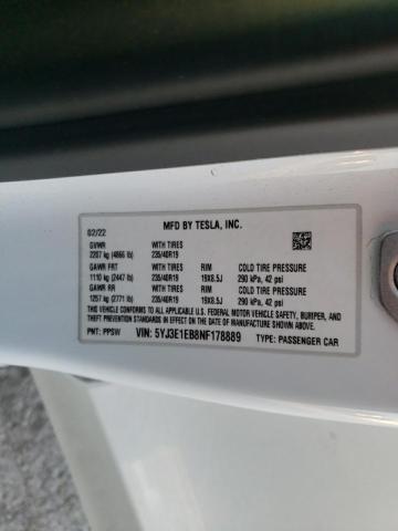 5YJ3E1EB8NF178889 Tesla MODEL 3