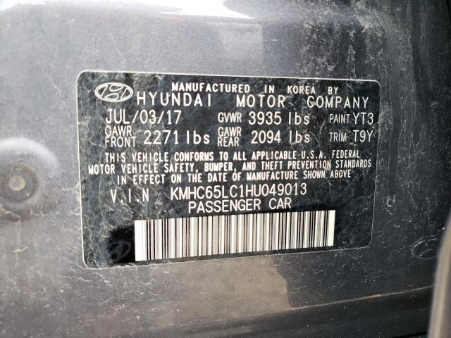 2017 HYUNDAI IONIQ BLUE - KMHC65LC1HU049013