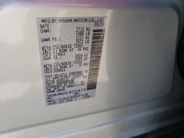 5N1DR2MN2KC622475 Nissan Pathfinder S