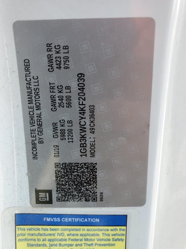1GB3KWCY4KF204039 CHEVROLET ALL Models 2019