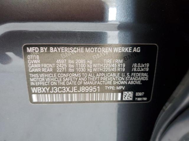 2018 BMW X2 SDRIVE2 WBXYJ3C3XJEJ89951