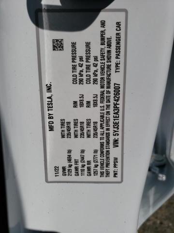 5YJ3E1EA3PF426007 Tesla MODEL 3