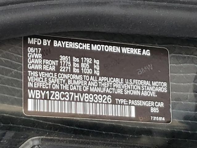 2017 BMW I3 REX - WBY1Z8C37HV893926