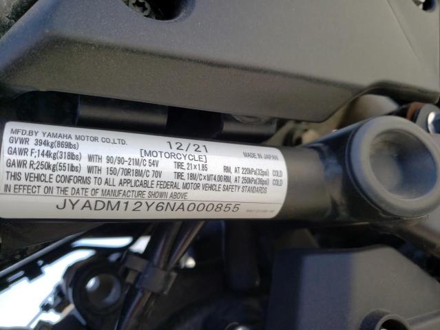 2022 YAMAHA XTZ690 JYADM12Y6NA000855