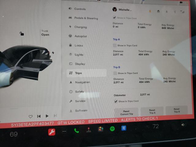 5YJ3E1EA2PF403477 Tesla MODEL 3