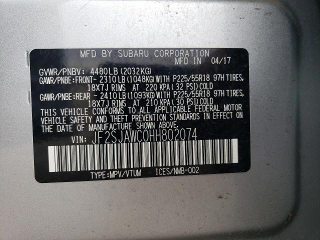 JF2SJAWC0HH802074 Subaru Forester 2.5i Touring