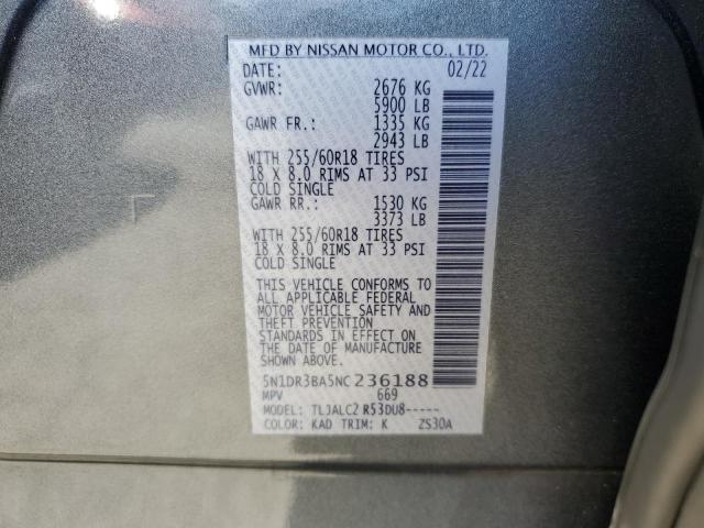 5N1DR3BA5NC236188 Nissan Pathfinder Sv