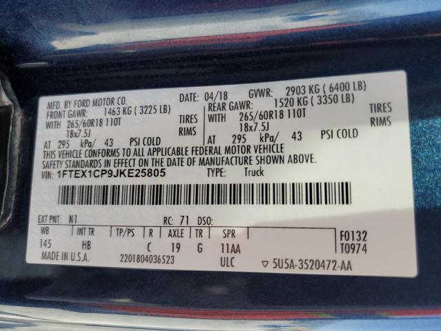 1FTEX1CP9JKE25805 Ford F150 Super Cab
