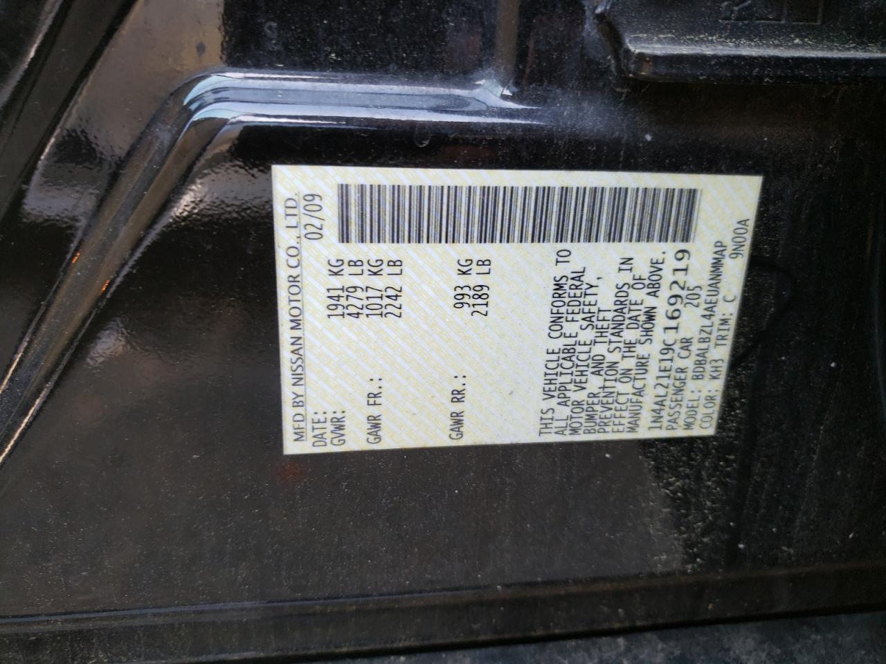 1N4AL21E19C169219 2009 Nissan Altima 2.5