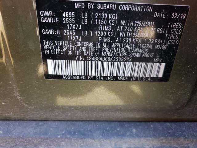 4S4BSABC9K3308233 Subaru Outback 2.5i