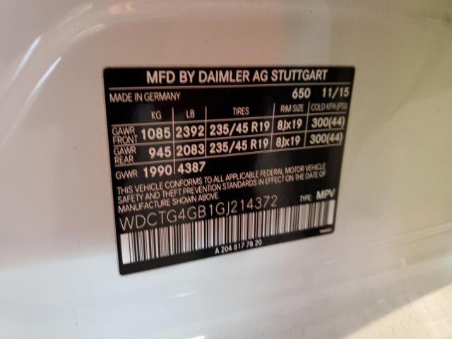 WDCTG4GB1GJ214372 Mercedes-Benz Gla 250 4matic