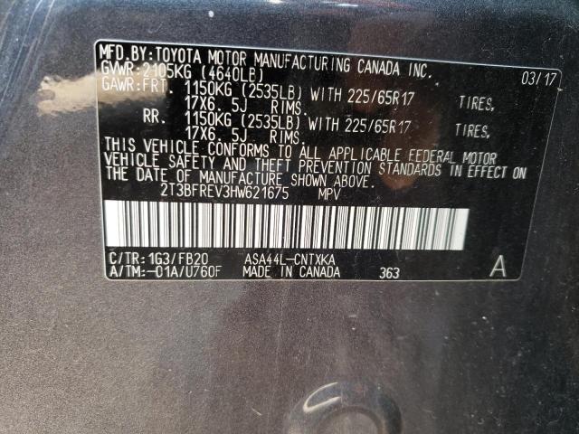 2T3BFREV3HW621675 Toyota RAV4 LE