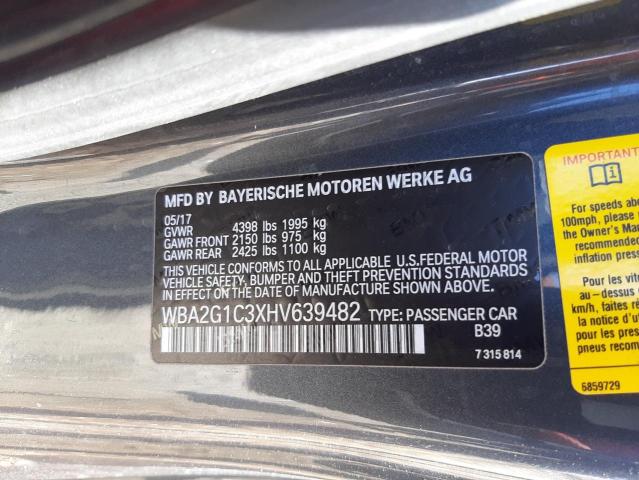 VIN WBA2G1C3XHV639482 2017 BMW 2 Series, M240I no.12