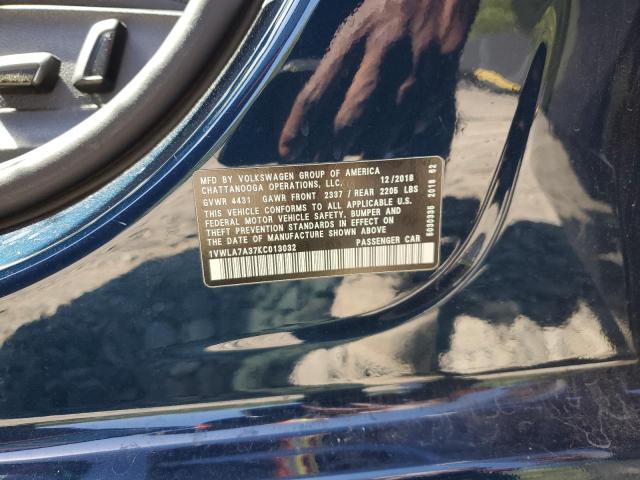 2019 VOLKSWAGEN PASSAT WOL - 1VWLA7A37KC013032