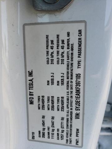 5YJ3E1EA9KF397105 Tesla MODEL 3