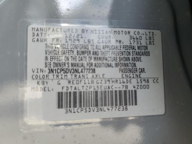3N1CP5DV3NL477238 Nissan KICKS SR