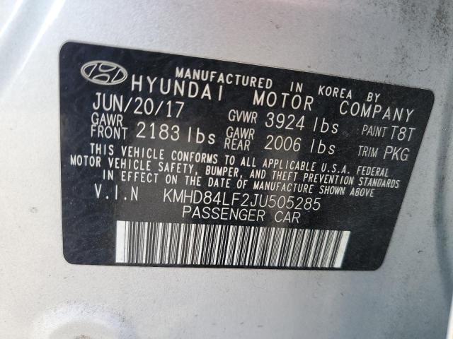 2018 HYUNDAI ELANTRA SEL KMHD84LF2JU505285