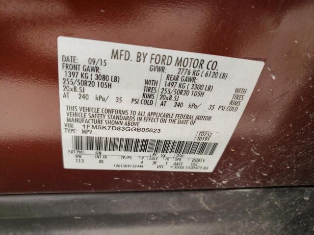 1FM5K7D83GGB05623 Ford EXPLORER XLT