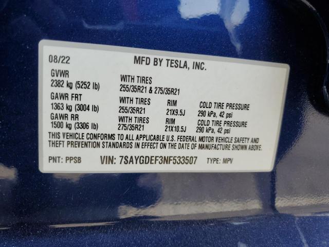 7SAYGDEF3NF533507 Tesla Model Y