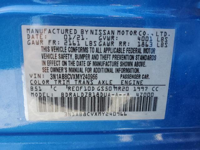 2021 Nissan Sentra Sv VIN: 3N1AB8CVXMY240966 Lot: 61403144