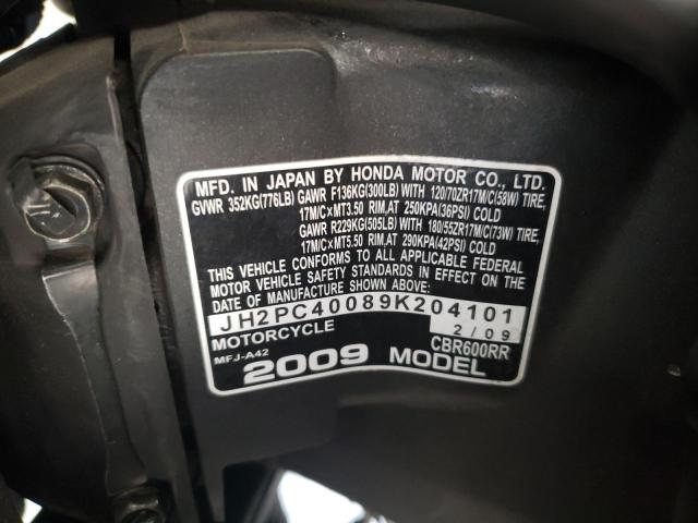 2009 HONDA CBR600 RR - JH2PC40089K204101
