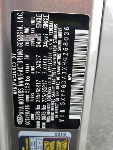 5XYPGDA3XHG268036 KIA SORENTO LX