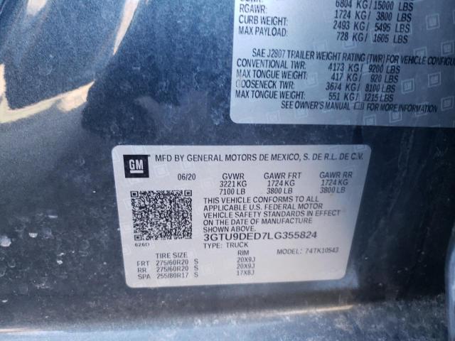 2020 GMC SIERRA K15 - 3GTU9DED7LG355824