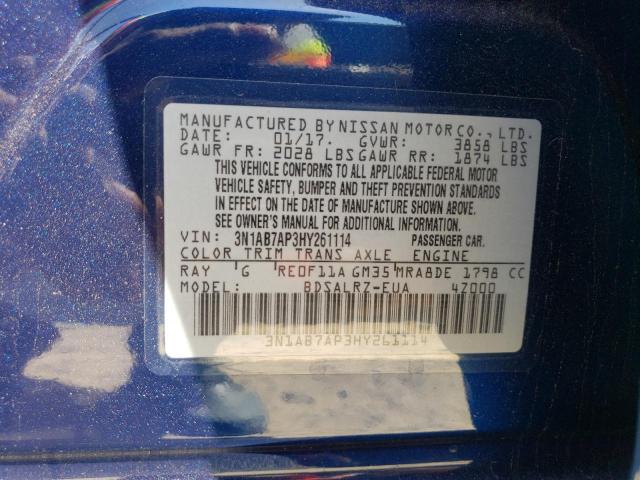 3N1AB7AP3HY261114 Nissan SENTRA S