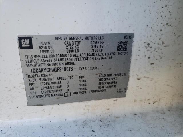 2016 CHEVROLET SILVERADO2 1GC4KYC89GF219073